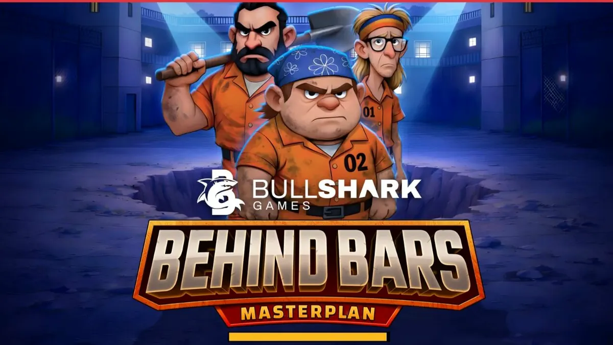 Tampilan visual slot Behind Bars Masterplan dengan tema pelarian penjara