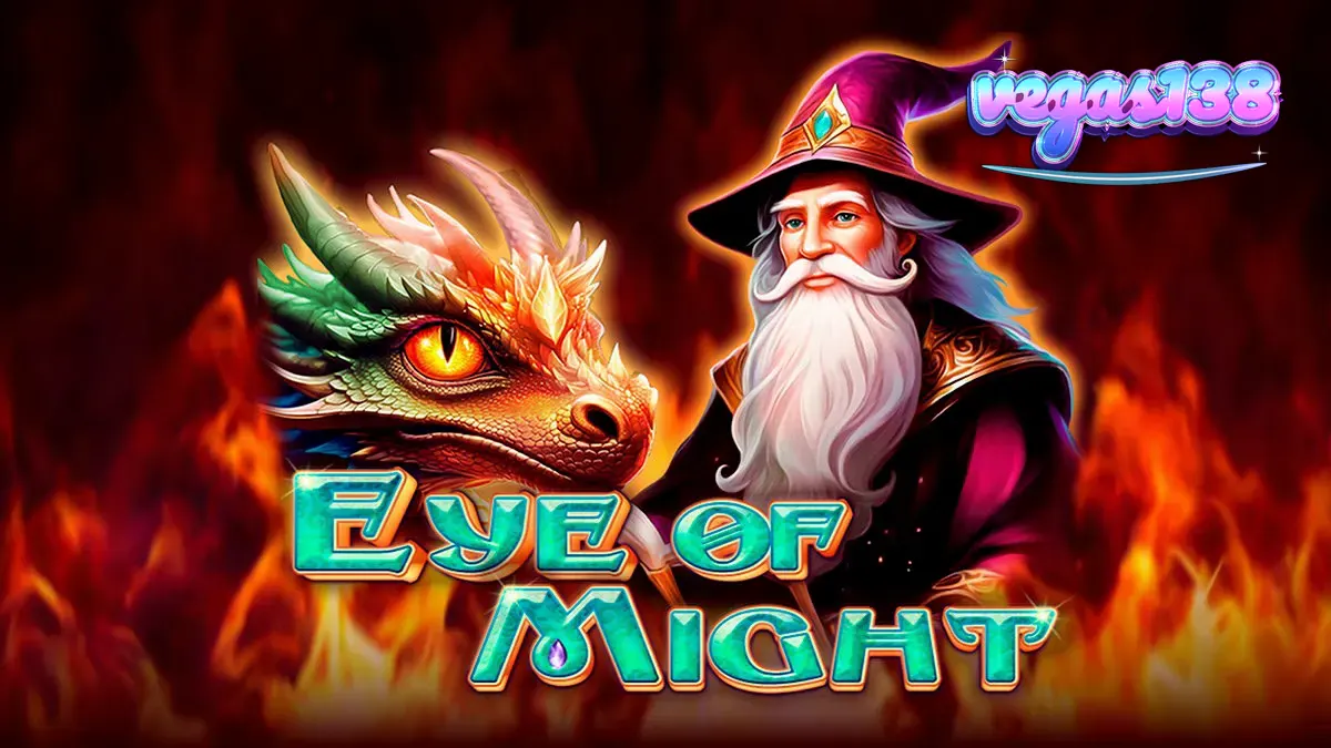 Tampilan visual slot Eye of Might dengan tema fantasi dan simbol naga.